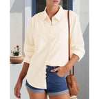 Womens Summer Linen Shirts Casual Button Down 2026 Long Sleeve Cotton Top Blouse Shirt with Pocket