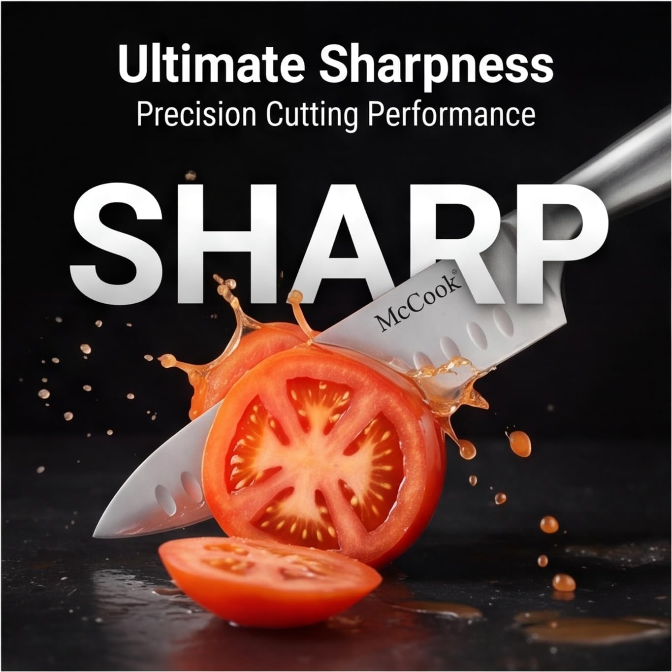 McCook® Knife Sets,German Stainless Steel Knife Block Sets with Built-in Sharpener, 15 Piece Chef Knife and More, Razor Sharp, Restaurant Grade, Anti-Rust, Elegant Box for Gift
