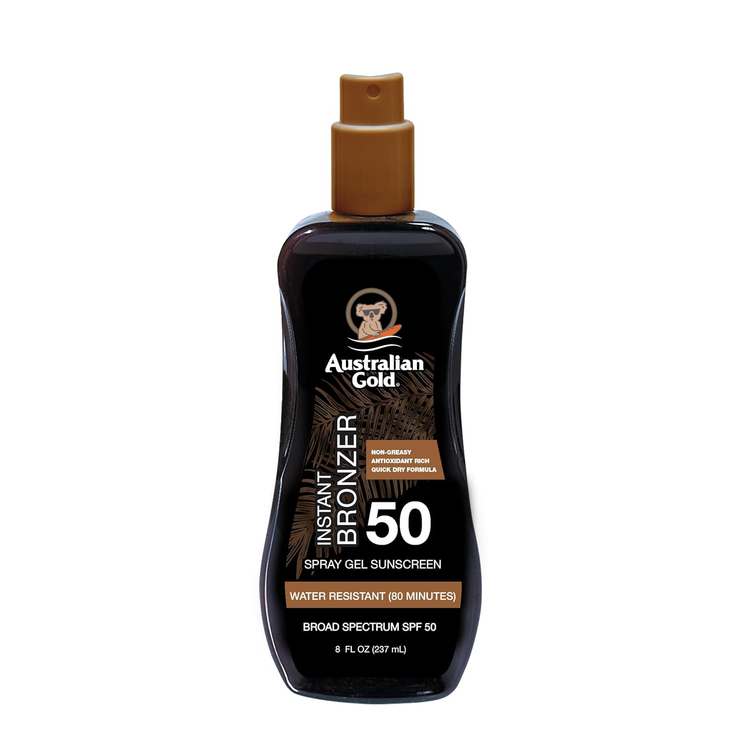 Australian Gold Spray Gel Sunscreen with Instant Bronzer SPF 50, 8 Ounce | Moisturize & Hydrate Skin | Broad Spectrum | Water Resistant,B07DG52KLY
