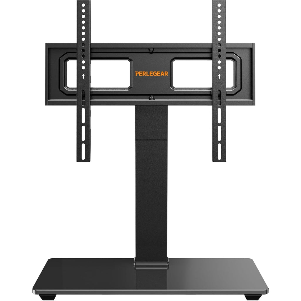Perlegear Universal Swivel TV Stand Base for 32–70 inch TVs, Height Adjustable Table Top TV Stand Mount with Tilt, Tempered Glass Base, Holds up to 88 lbs