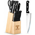 Moss & Stone 14 Pcs Knife Block Set Stainless Steel, Premium Forged Kitchen Knives Set With High-Carbon Blades, Ergonomic Handle, Sharp Blade, Rust Resistant, Modern Style For Home & Chef, Black