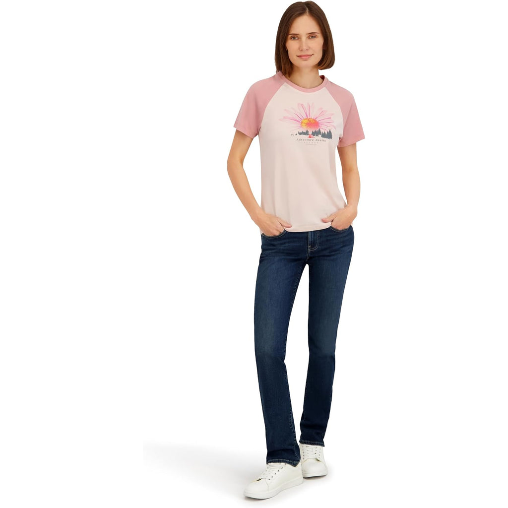 Spyder Women's Floral Adventure Graphic Short Sleeve Tee T-Shirt Peach Blush