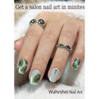 UV Gel Nail Stickers, Green Leaf 20pcs Semi Cured Gel Nail Strips, Wraps for Home Manicure DIY
