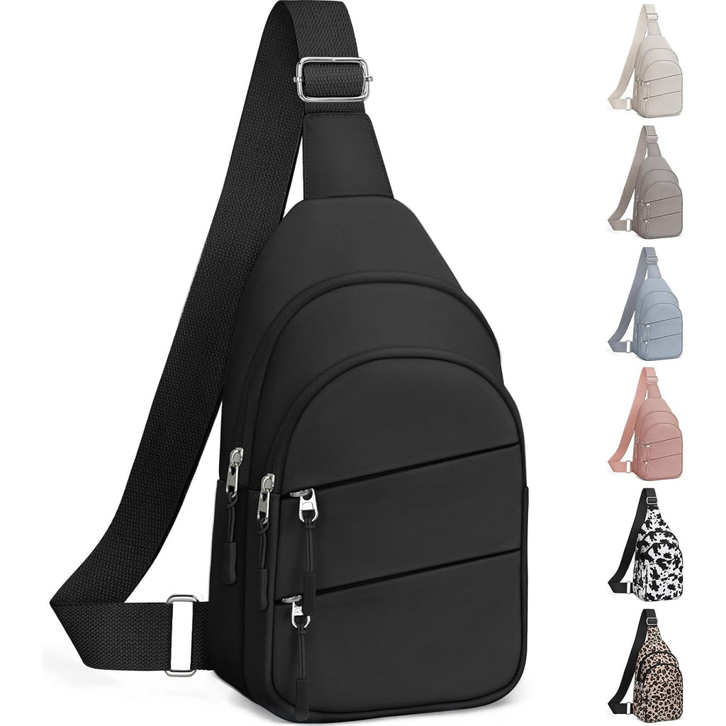 Tuwubi Crossbody Bags For Women, Sling Bag For Men, Small Hiking Backpack Shoulder Bag Lightweight For Outdoors Travel (M, Black)