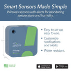 Ht.W Smart Temperature Sensor & Humidity Sensor - Thermometer & Hygrometer W/App Monitoring - Water Resistant Temperature And Humidity Monitor W/Heat Index For Rv, Fridge & More