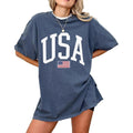 USA T-Shirt for Men, Women, Unisex - Vintage American Flag Graphic Tee - Patriotic Short Sleeve Crew Neck Top - 100% Cotton