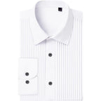 J.Ver Men'S Tuxedo Shirt Formal Dress Shirt Pleated Long Sleeve Button Down Shirts For Prom Party Wedding