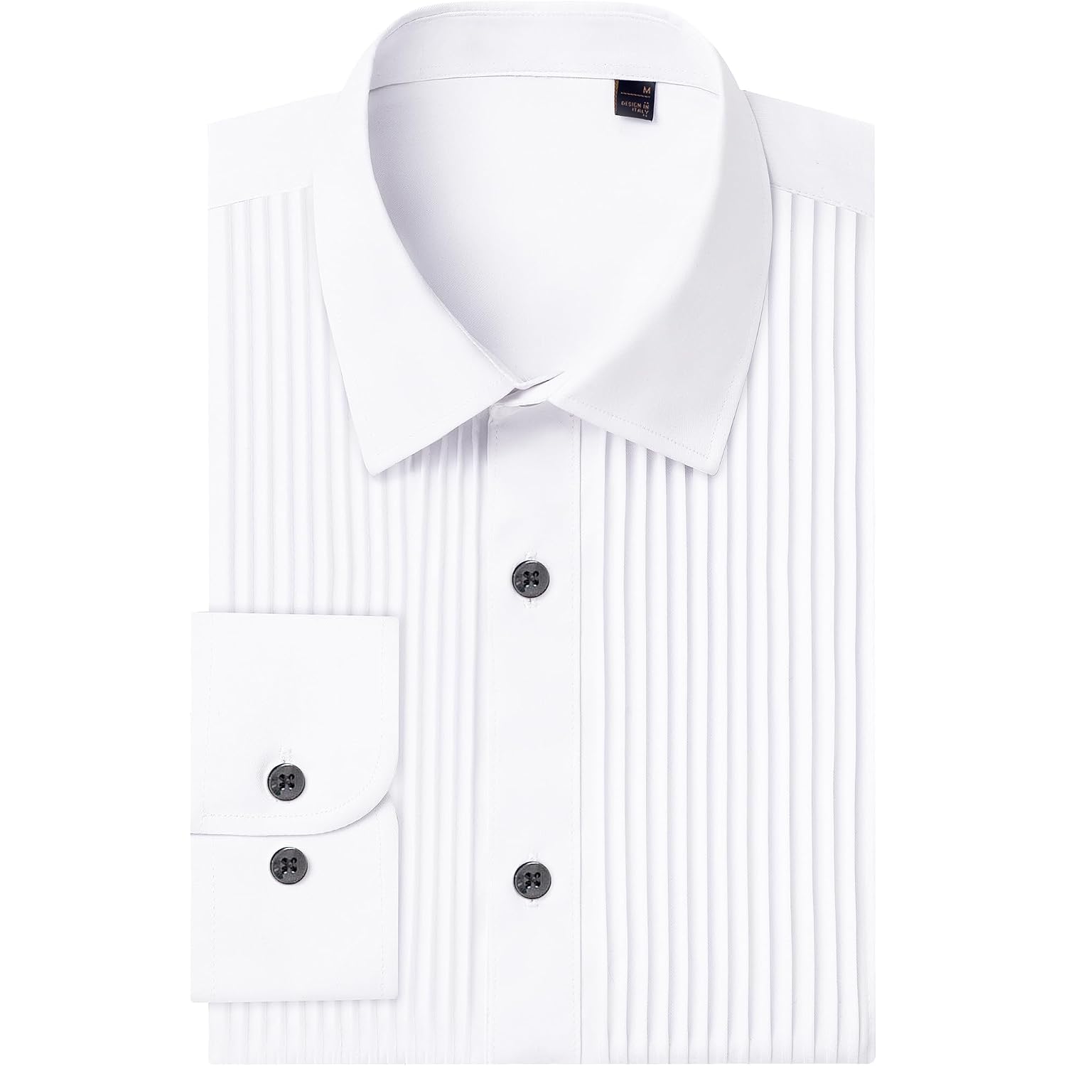 J.Ver Men'S Tuxedo Shirt Formal Dress Shirt Pleated Long Sleeve Button Down Shirts For Prom Party Wedding