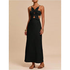 Shenhe Women'S Petal Backless Linen Maxi Dress Keyhole Cut Out Vacation Zipper Summer Dresses