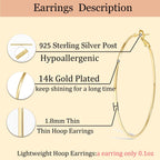 Cocadant Big Gold Hoop Earrings for Women Girls,Dainty 14k Gold Hypoallergenic Rose Gold Silver Hoop Earrings with 925 Sterling Silver Post,Stainless Steel Large Hoop Earrings