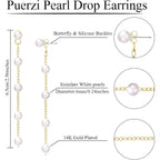 Pearl Earrings，4mm 5mm 6mm Gold/Silver Dangle Earrings for Women White Long Drop Pearl Dangling Earrings Bridal Wedding Dainty Prom Earrings Birthday Gifts Jewelry