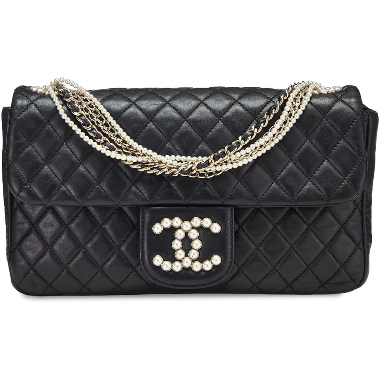 Chanel Women'S Pre-Loved Black Lambskin Westminster 10" Bag