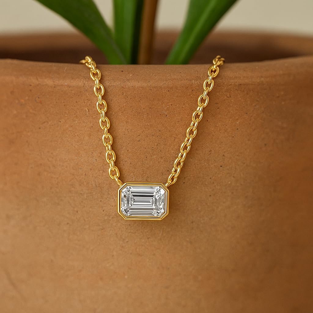 Fascinating Diamonds Bezel Set Solitaire Pendant for Women IGI Certified 14K Gold/Silver Lab Grown Diamond Choker Pendant Necklace With 18" Chain (E-F-G, VS1-VS2, 0.50-5 c.t.w)