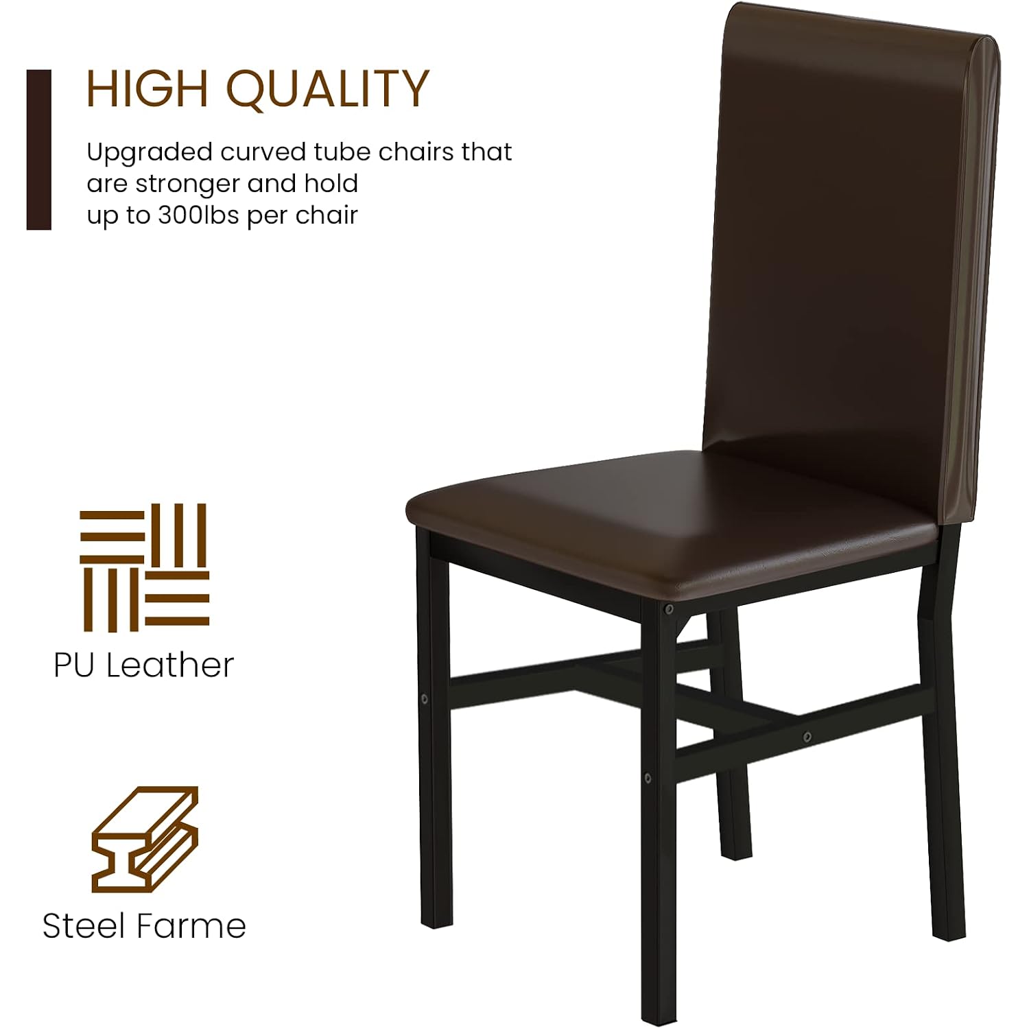 Awqm 5 Piece Dining Table Set For 4,Faux Marble Kitchen Table And Chairs For 4, Modern Dining Room Table With 4 Chairs,Dinner Table Set For Small Spaces, Brown