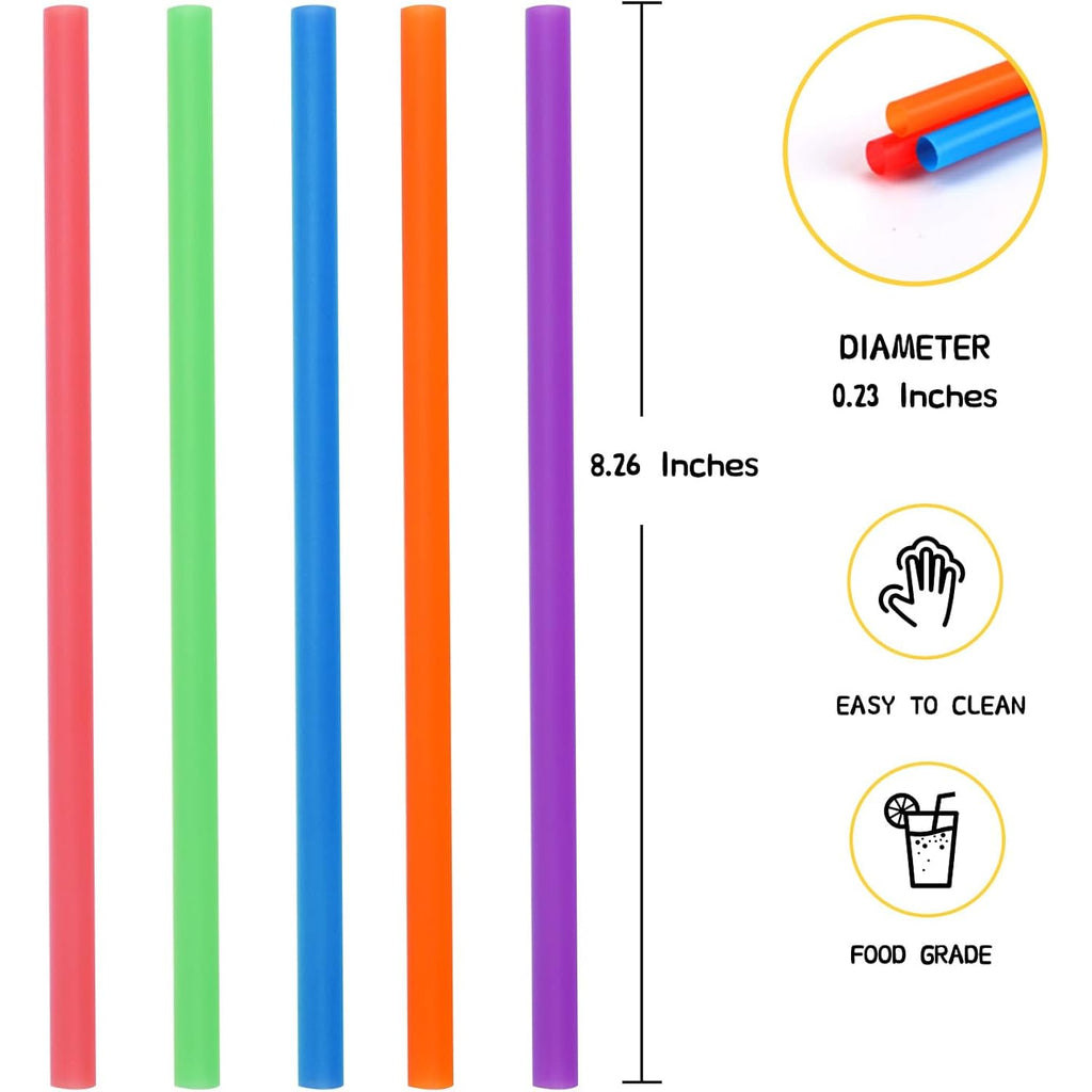 100 Pcs Colorful Plastic Straws, Disposable Drinking Straws, 8.26" Long And 0.23'' Diameter