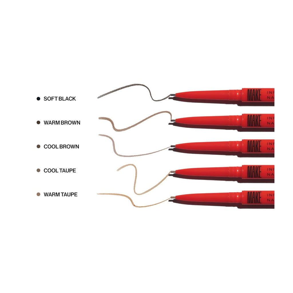 MAKE Beauty Nano Brow, Micro Eyebrow Pencil. Long-Lasting Smudgeproof Eye Brow Makeup for Hairlike Lines. Precision Liner for Natural-Looking Eyebrows - Shade, Soft Black