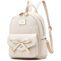 Girls Bowknot Cute Leather Backpack Mini Backpack Purse For Women