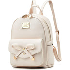 Girls Bowknot Cute Leather Backpack Mini Backpack Purse For Women
