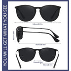 WOWSUN Retro Polarized Sunglasses Womens Trendy Round Classic Glasses 3 Pack: Black+brown Lens Leopard Frame+black Lens Leopard Frame
