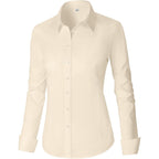 Womens Cotton Button Down Shirts for Women Fitted Long Sleeve Formal Dress Shirt Work Blouses Tops