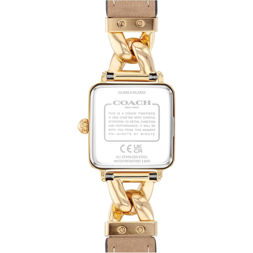 Coach Cass Women'S 2H Quartz Watch – Square Stainless Steel Case – Calfskin Strap – Stylish Accessory, Gift For Her 22M