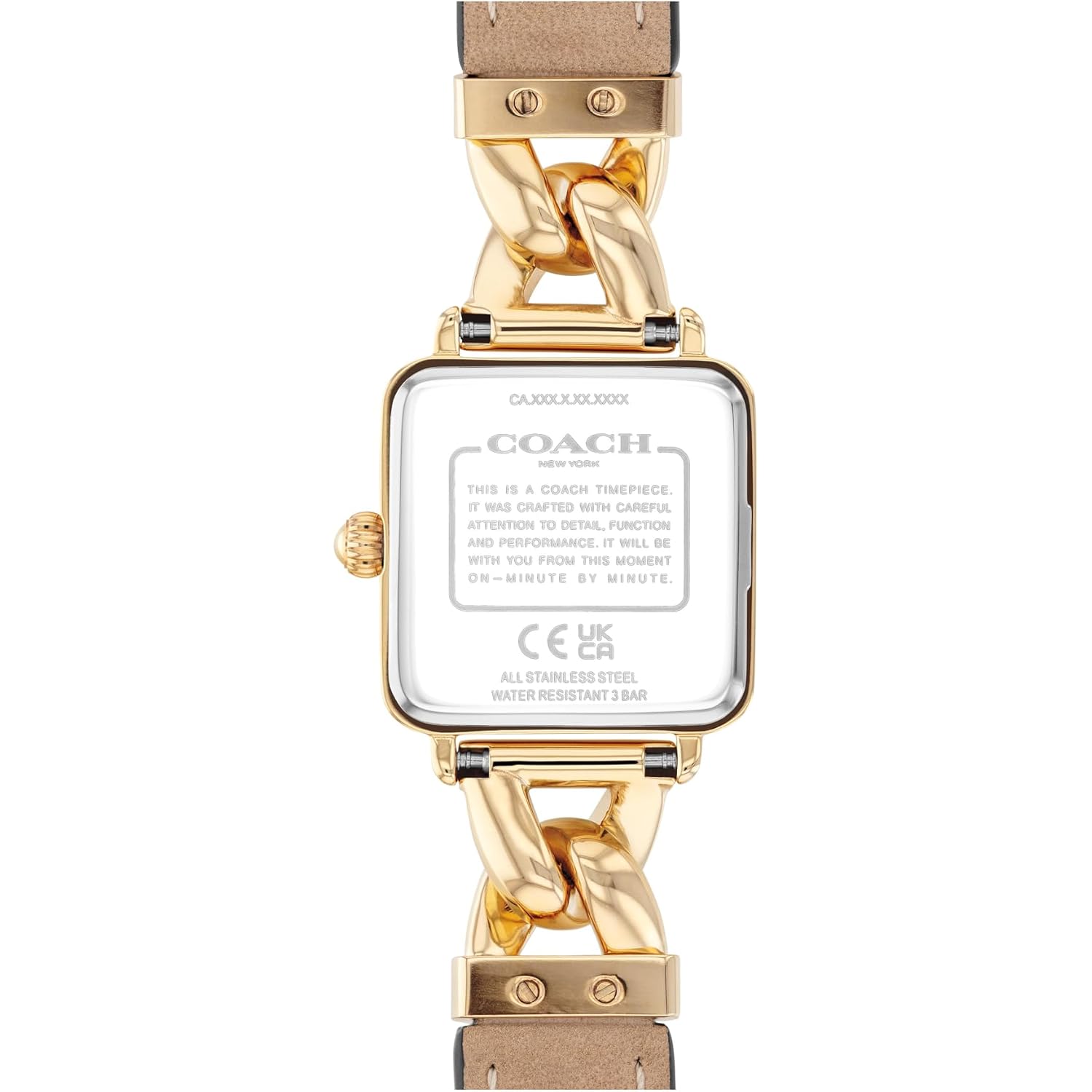 Coach Cass Women'S 2H Quartz Watch – Square Stainless Steel Case – Calfskin Strap – Stylish Accessory, Gift For Her 22M