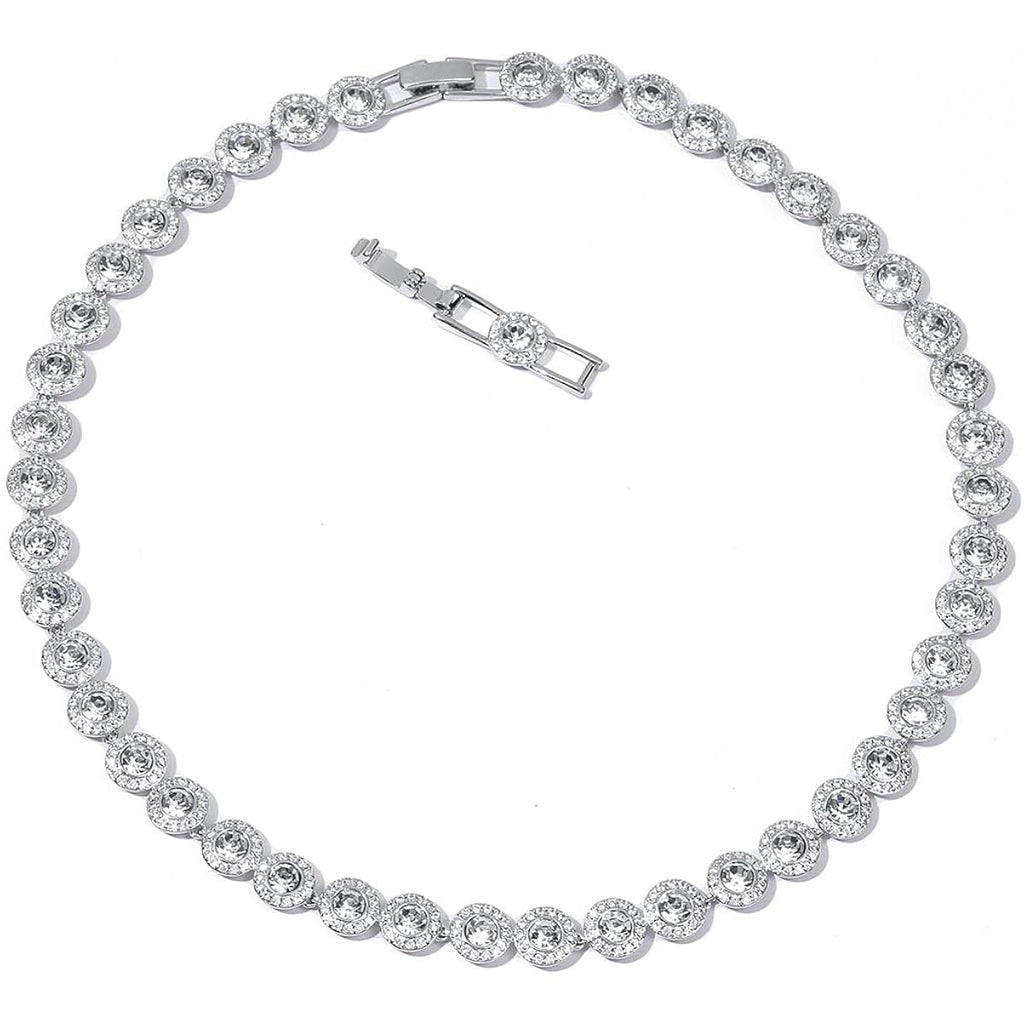 ZOEY Angelic Crystal Necklace - 18K Plated 38-40.5cm Adjustable Chain, 18.5-21cm Extendable Bracelet, Elegant Around Crystal Jewelry