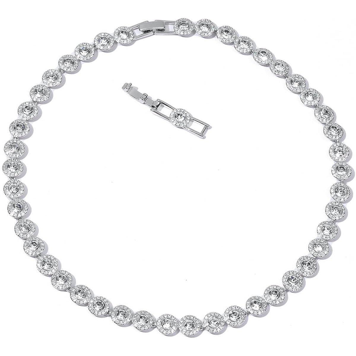 ZOEY Angelic Crystal Necklace - 18K Plated 38-40.5cm Adjustable Chain, 18.5-21cm Extendable Bracelet, Elegant Around Crystal Jewelry