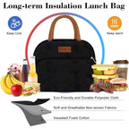Lunch Box Lunch Bag For Women Men,Reusable Cute Lunch Pail Bag,Leakproof,Insulated Lunchbox Tote Compact 10L, Cooler Lunch Container For Work Travel Office (Black)