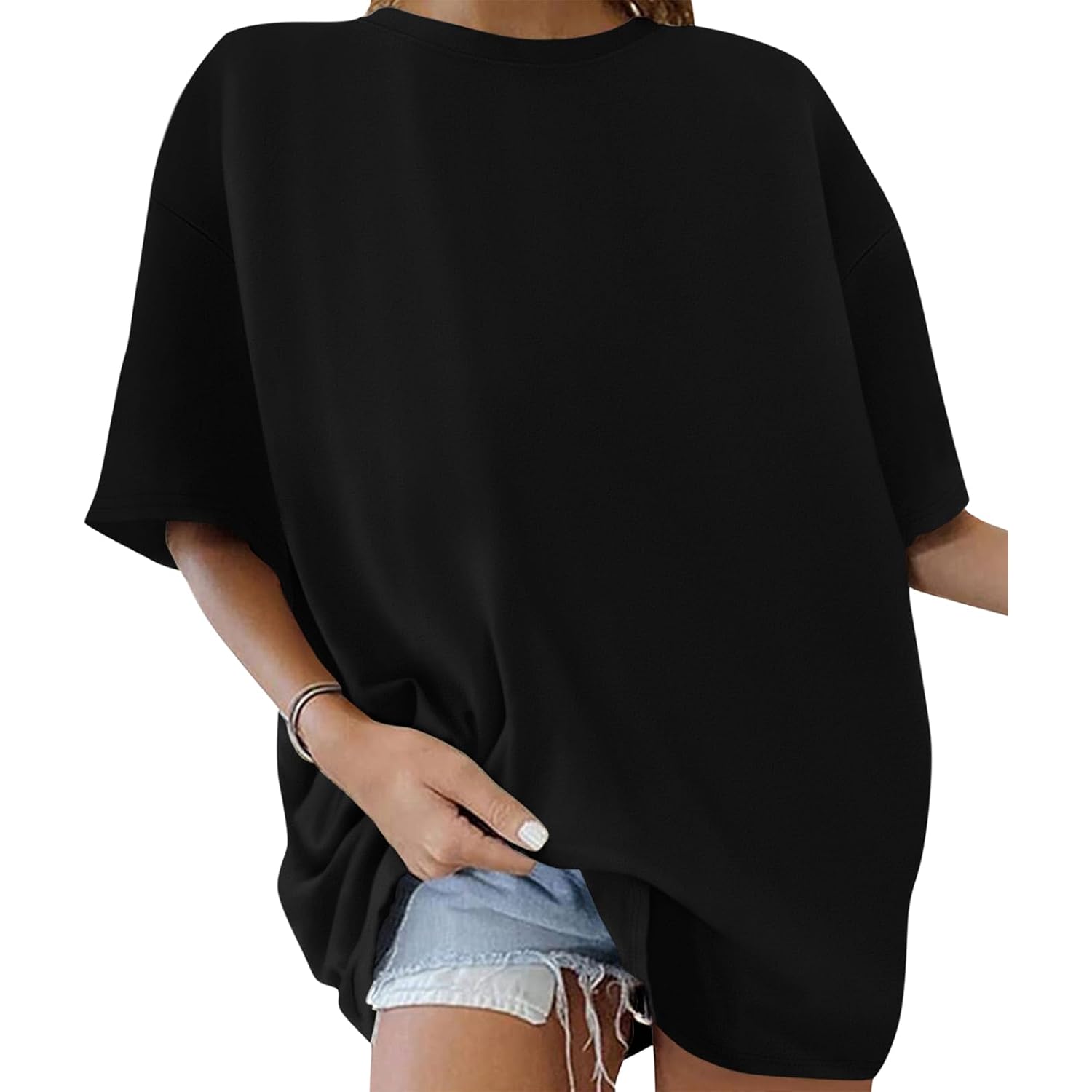 ORANDESIGNE Womens Oversized Cotton T Shirts Graphic Tees Short Sleeve Vintage Tops Casual Summer Clothes 2026 Black