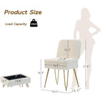 Vanity Chair With Storage | Comfy Ottoman With Folding Back