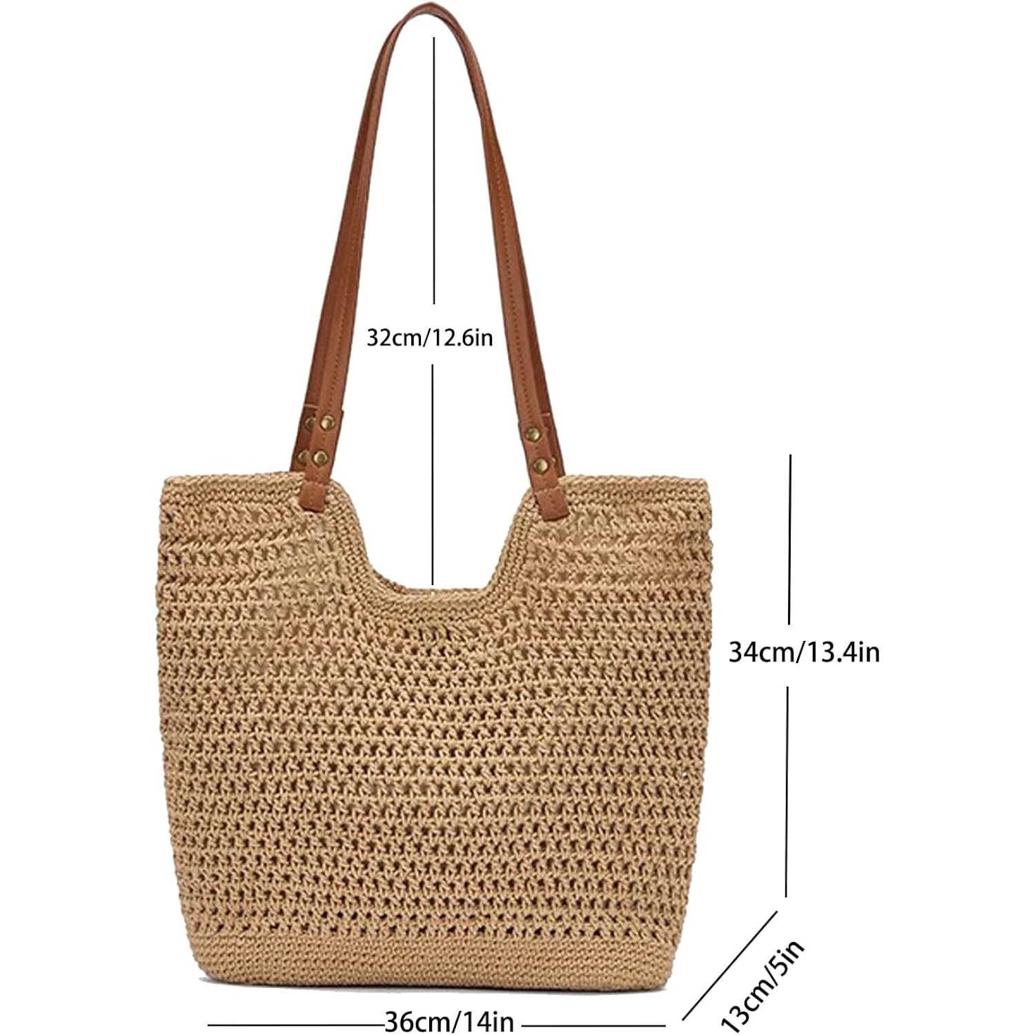 Crochet Beach Bag For Women - Summer Mesh Beach Tote Bag Boho Woven Purse Shoulder Handbags For Vacation Travel