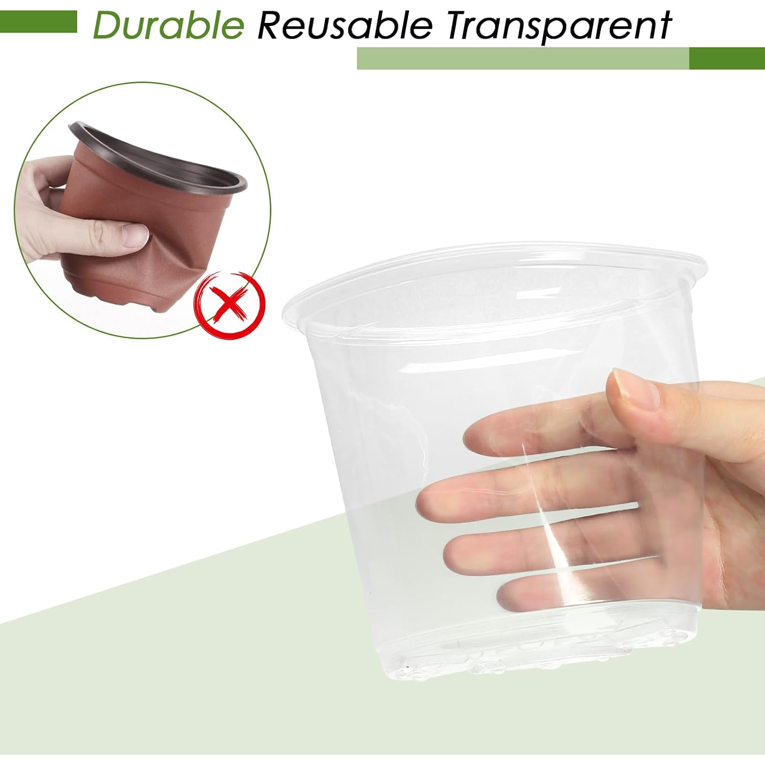Fuijol 4/5/6/7 Inch Clear Nursery Pots For Plants With Sacuers 20 Pack, Plastic Flower Pots With Drainage Holes, Variety Pack Seedlings Garden Pot For Indoor Outdoor (4+5+6+7 Inch)