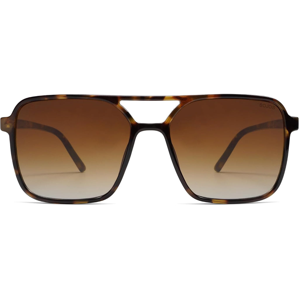 SOJOS Trendy Vintage Aviator Square Sunglasses For Womens Mens Retro 70s UV400 Women Sun Glasses SJ2327 Leopard/Brown Grading
