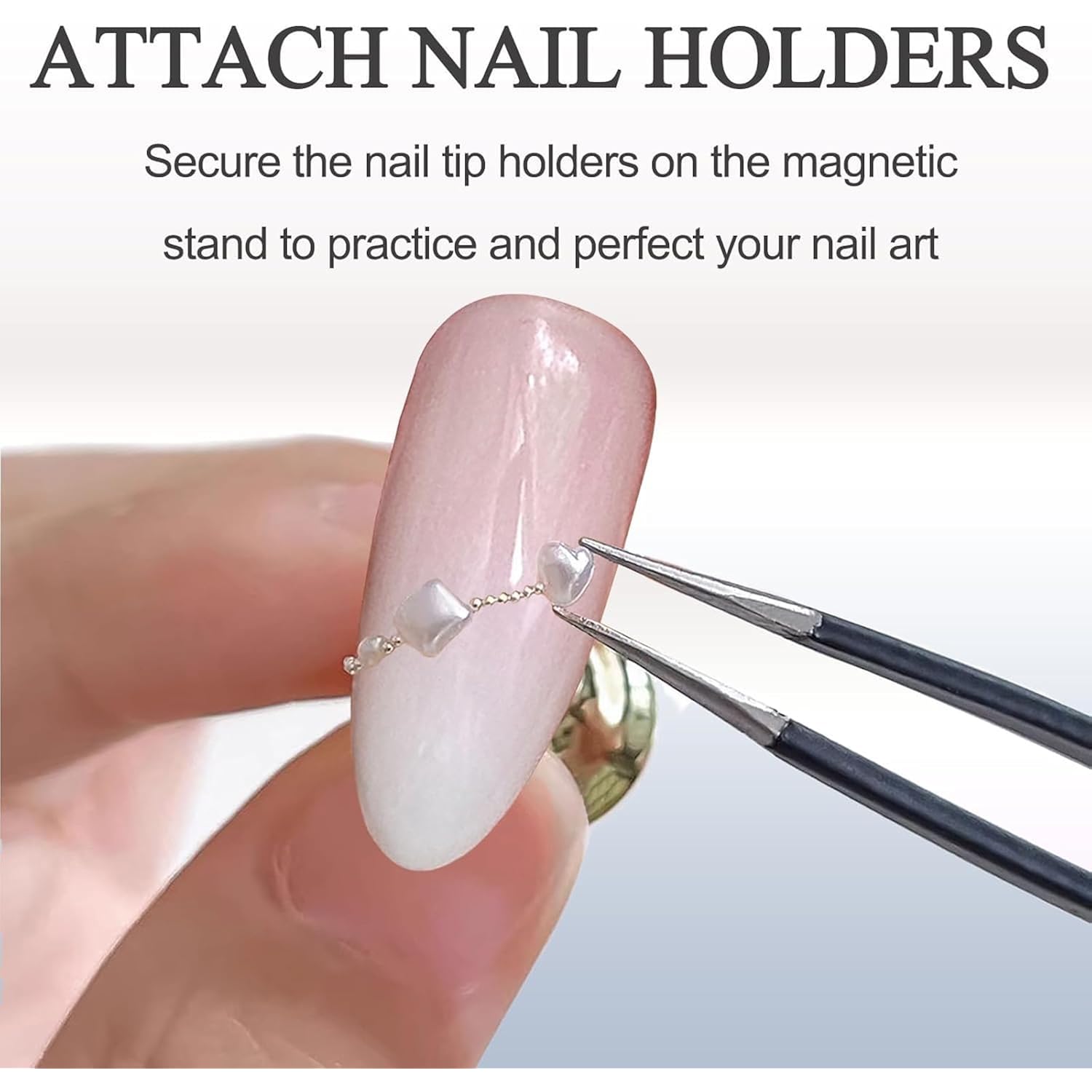 Nail Stand for Press On Display Practice for Acrylic Nails, Magnetic Fake Nail Tips Holder for Nails Painting Tools and Designs with Reusable Double-Sided Tape for Home DIY Art Salon Supplies (White)