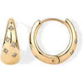 PAVOI Waterproof Gold Hoop Earrings for Women - 14K Gold Plated Chunky Huggie Hoop Earrings with Cubic Zirconia Starburst - Stainless Steel Trendy Summer Fashion Jewelry