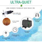 Submersible Pump 880Gph (3500L/H 60W) Ultra Quiet With Over Heating Protection 10.2Ft High Lift For Fountains, Hydroponics, Ponds, Aquariums & More…