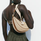 Straw Crossbody Bags For Women Crescent Woven Shoulder Handbag Summer Beach Hobo Purses With Adjustable Strap