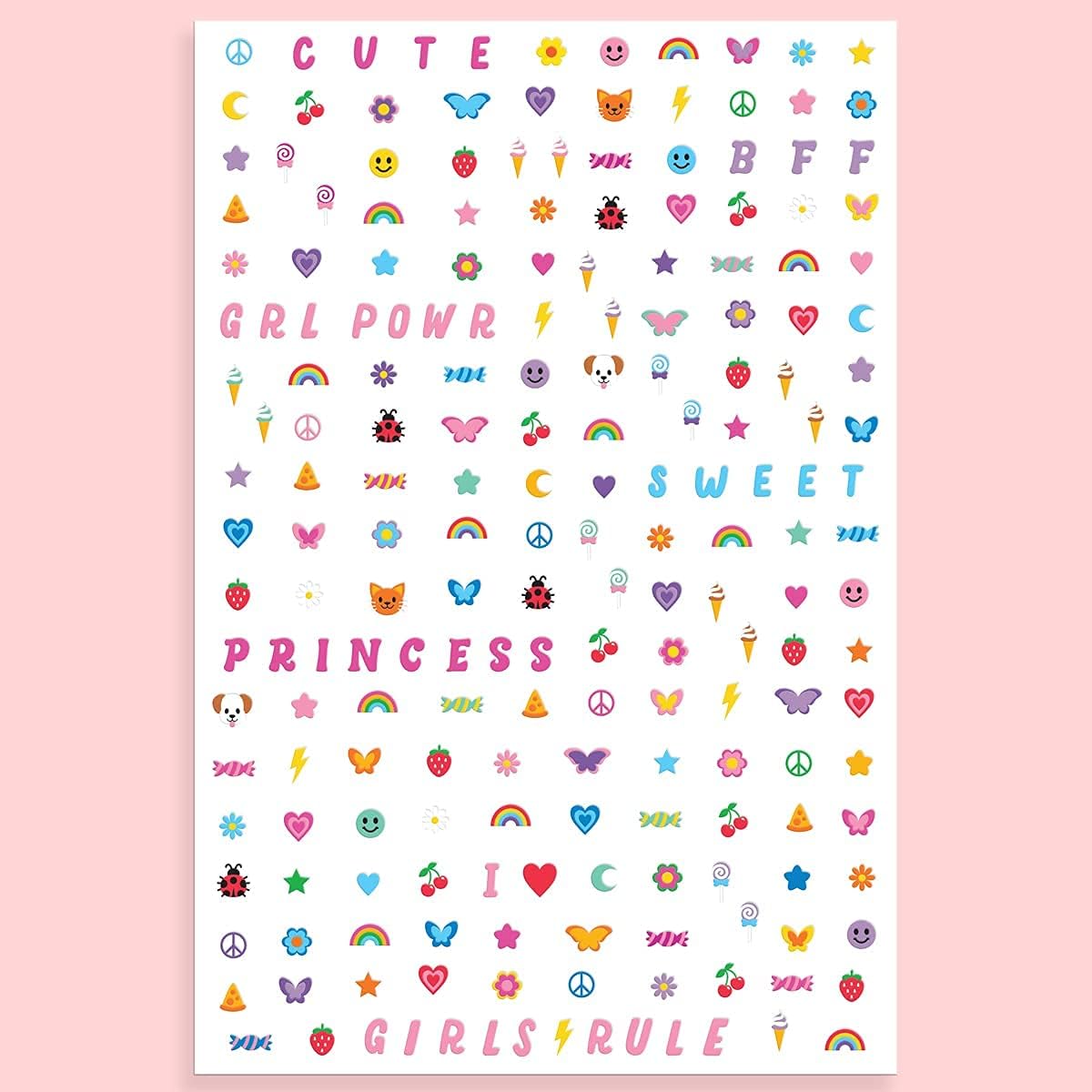 xo, Fetti Kids Nail Stickers - 816 Decals | Birthday Girl Party Favors, DIY Home Activity, Gift, Cute Nail Transfer, Groovy, Princess, Girl Power, Easter Basket