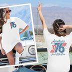 1776 Shirts for Women USA Shirt American Flag T-Shirt 4th of July Patriotic Tee Shirts Red White and Blue Tops White