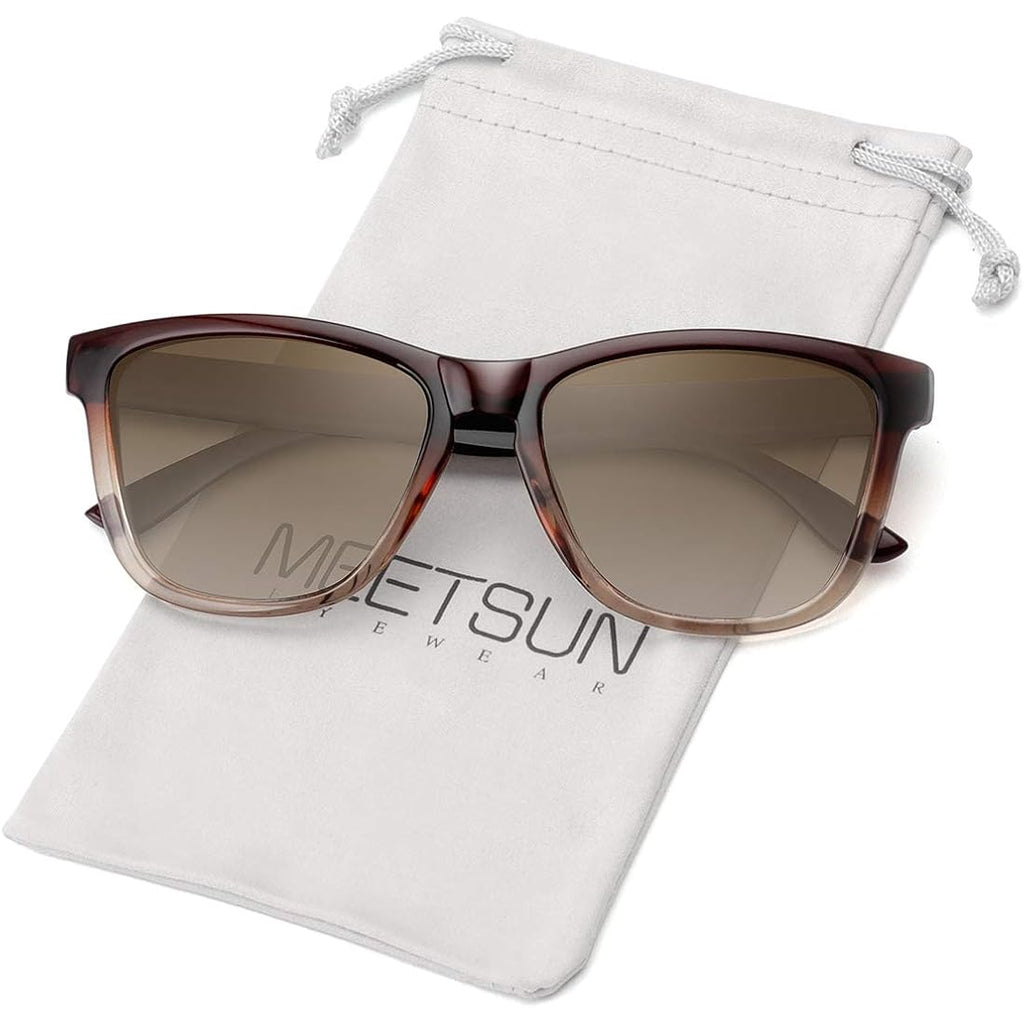 MEETSUN Polarized Sunglasses for Women Men Classic Retro Trendy Designer Style Ombre Brown Frame / Gradient Brown Lens