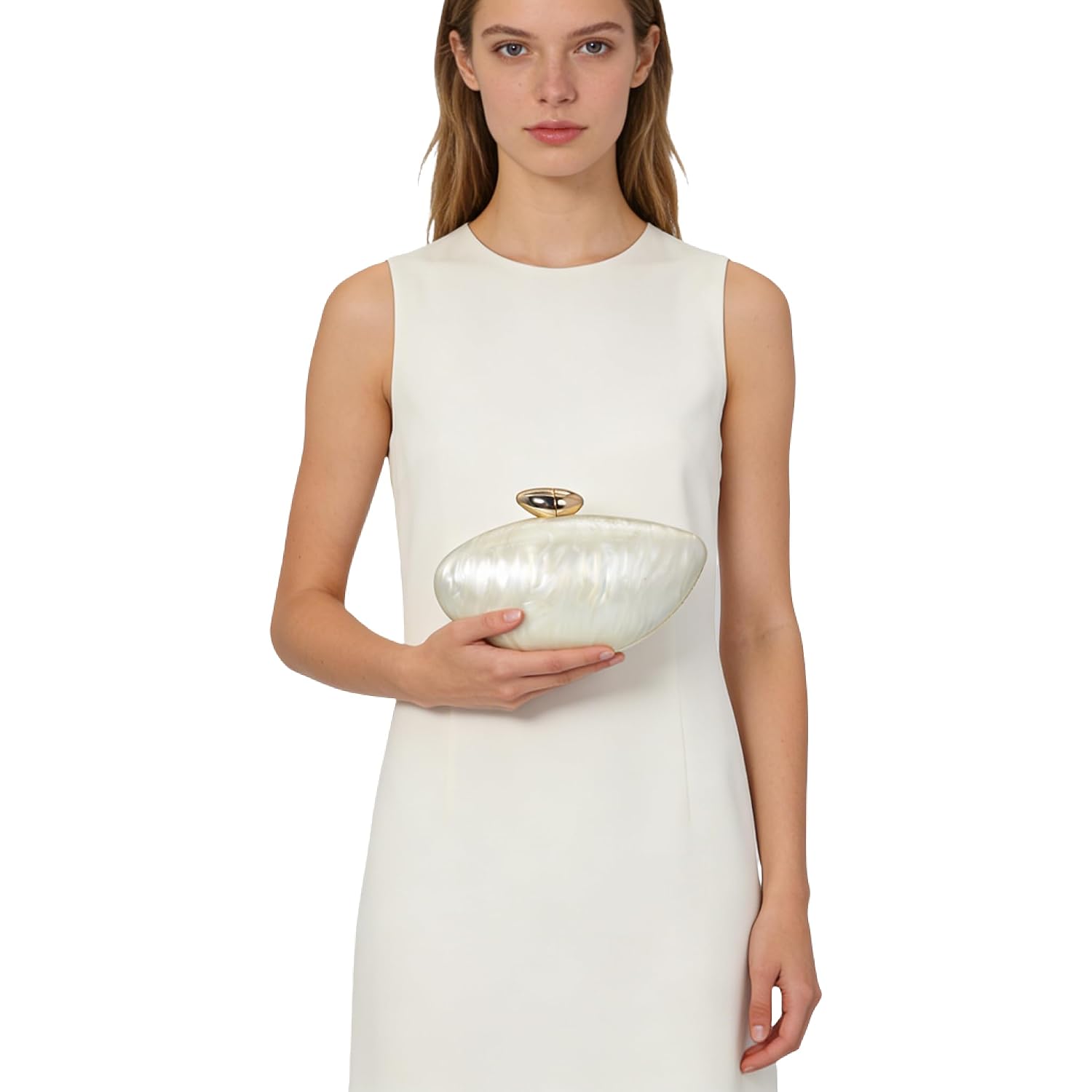Shell Shape Acrylic Clutch Trendy Metallic Acrylic Evening Bag Shiny Egg Purses And Handbags For Women Wedding Party
