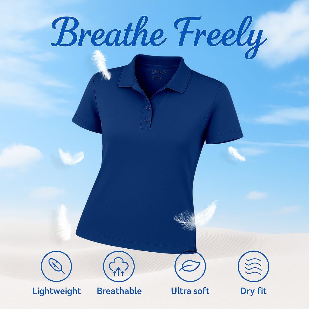 Women's Dry-Fit Golf Polo Shirts 3-Button Golf Polo's in 20 Colors XS-3XL Shirt