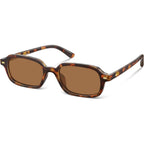 Trendy Polarized Rectangle Sunglasses Womens Mens, Small Square Retro Thin Slim Fashion Chic Narrow Sunnies A01-tortoise/Brown