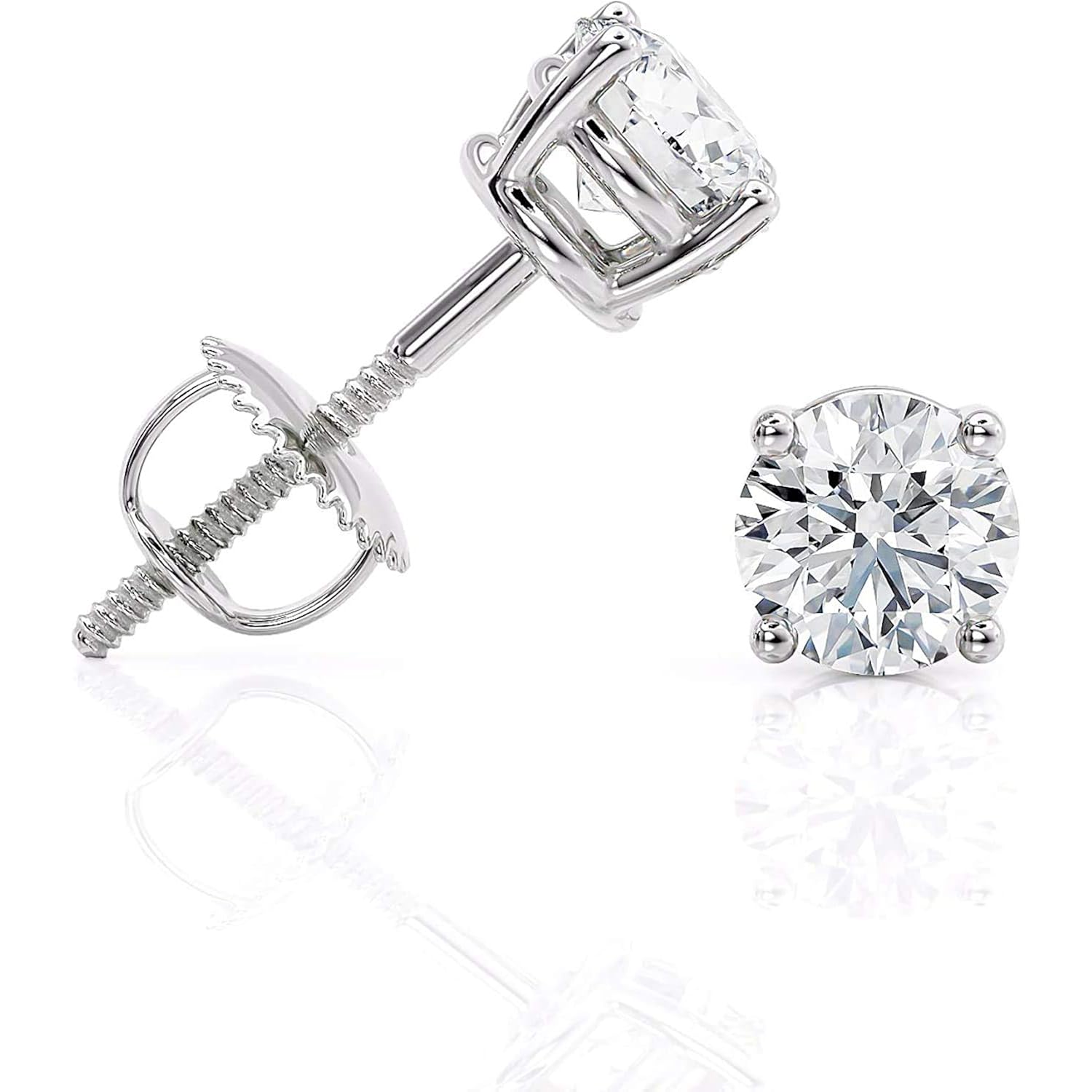 IGI Certified 1 1/4 Carat D-E Color and VS1-VS2 Clarity Lab Grown Diamond Stud Earrings for Women I 14k White Gold Earrings for Her I Secure Screw Back Made in USA by Beverly Hills Jewelers