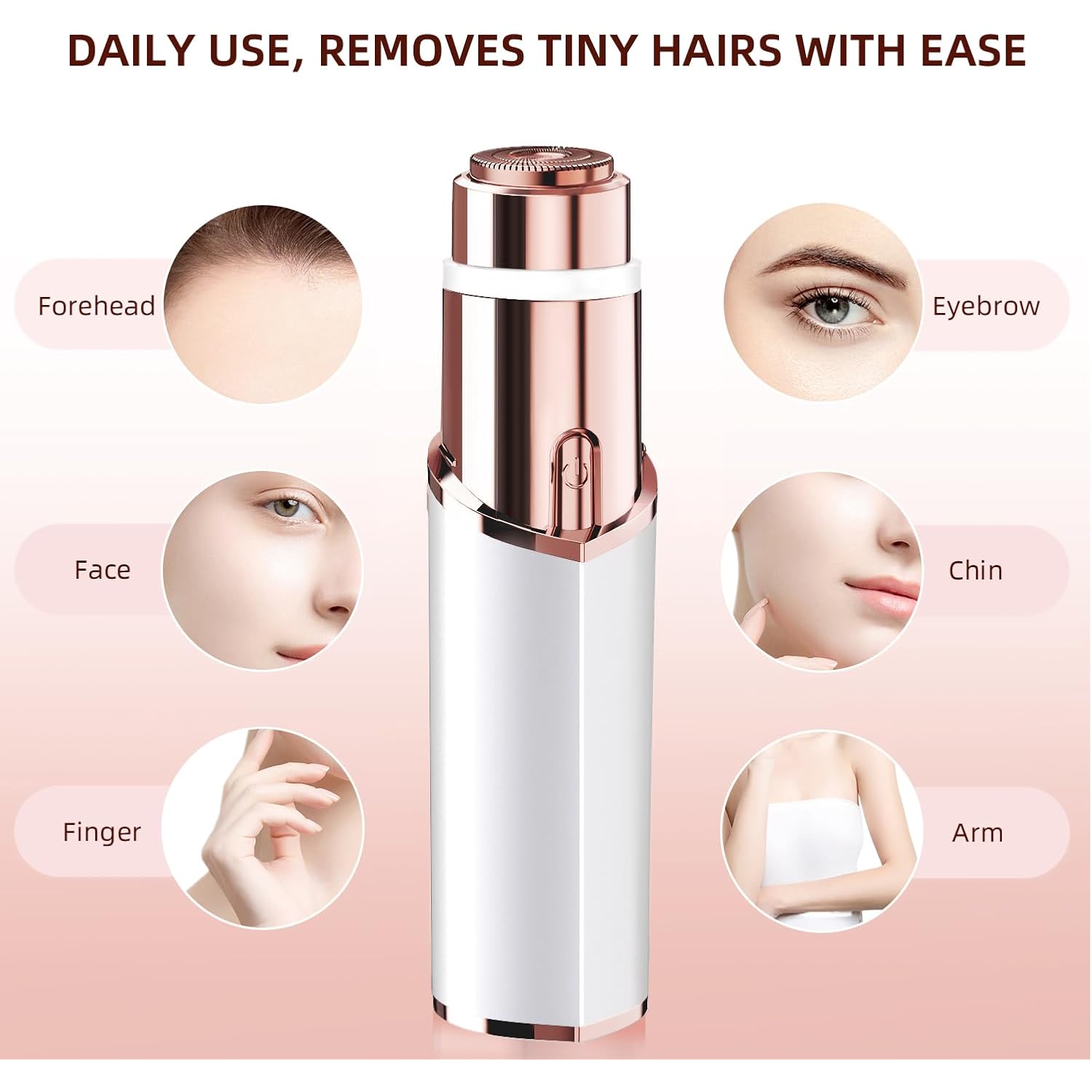 Facial Hair Removal for Women, Electric Rechargeable Painless Hair Remover for Face, Upper Lips, Chin, Peach Fuzz, with LED Light