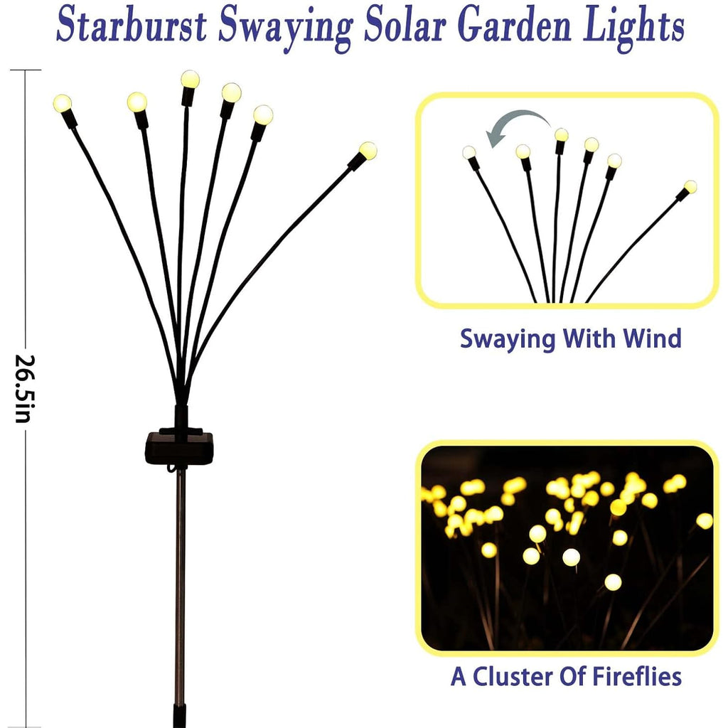 Solar Garden Lights Outdoor, 4 Pack Firefly Swaying Lights, Waterproof Garden Decor For Yard Patio Pathway Lawn, Gardening Gifts For Women Christmas Decoration