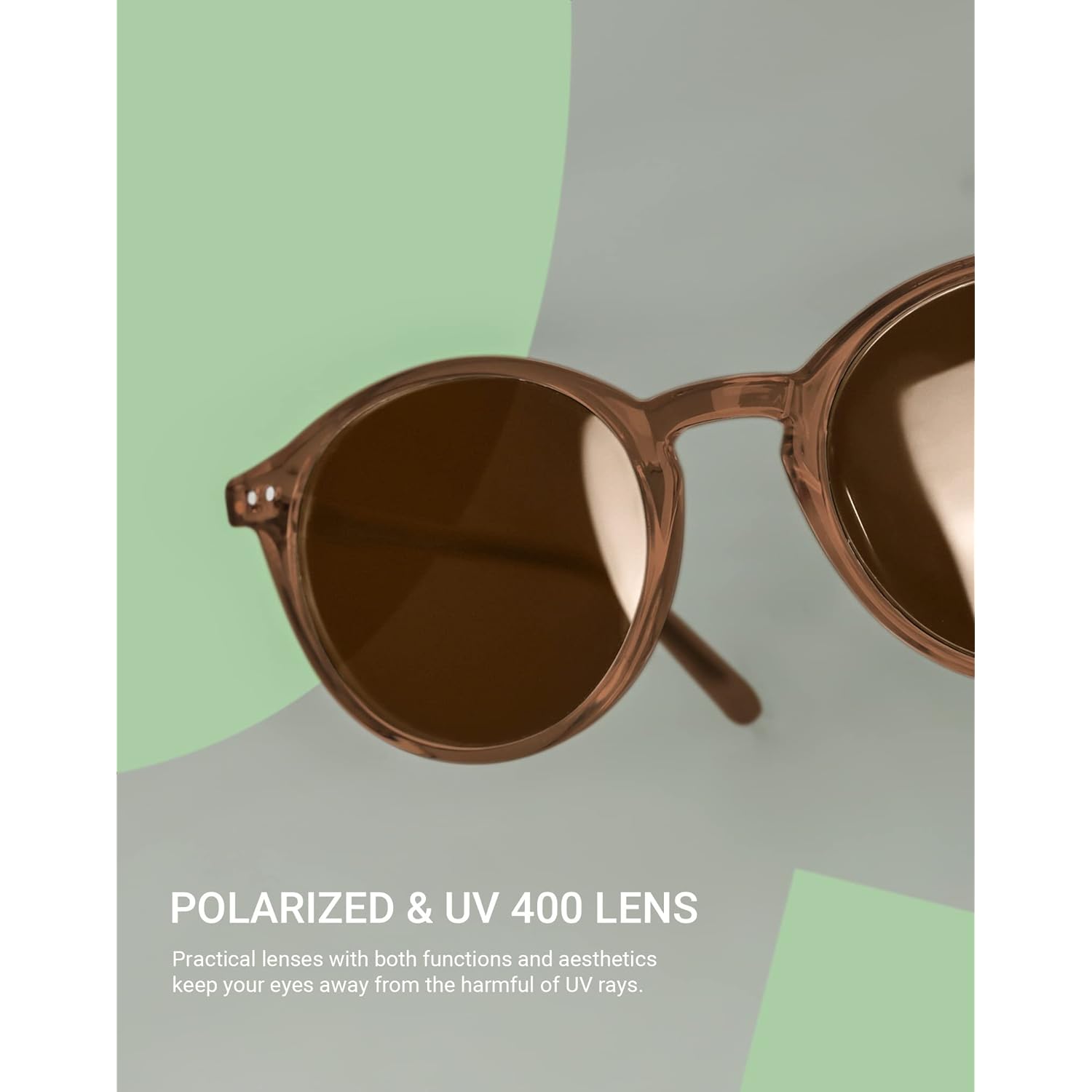 TIJN Round Sunglasses for Women Men,Retro 90s Small Circle Sunglasses,Polarized UV400 Protection,Colored Lens Vintage Shades