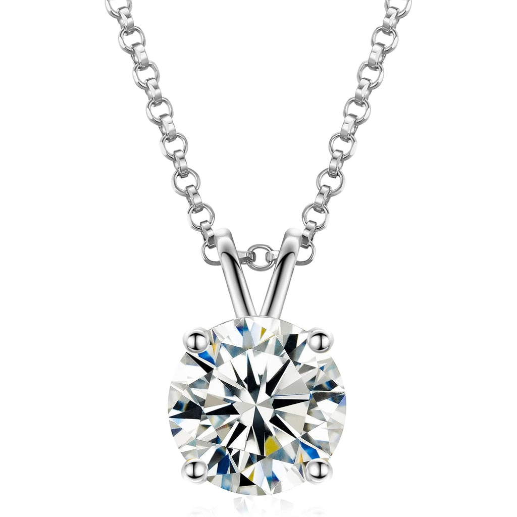 TUHE Moissanite Necklace 0.1-12 Carats 18K Gold Vermeil 925 Sterling Silver Necklace 3-15MM Solitaire D Color VVS1 Round Lab Created Moissanite Pendant Dainty Gold Necklaces for Women Jewelry Gifts