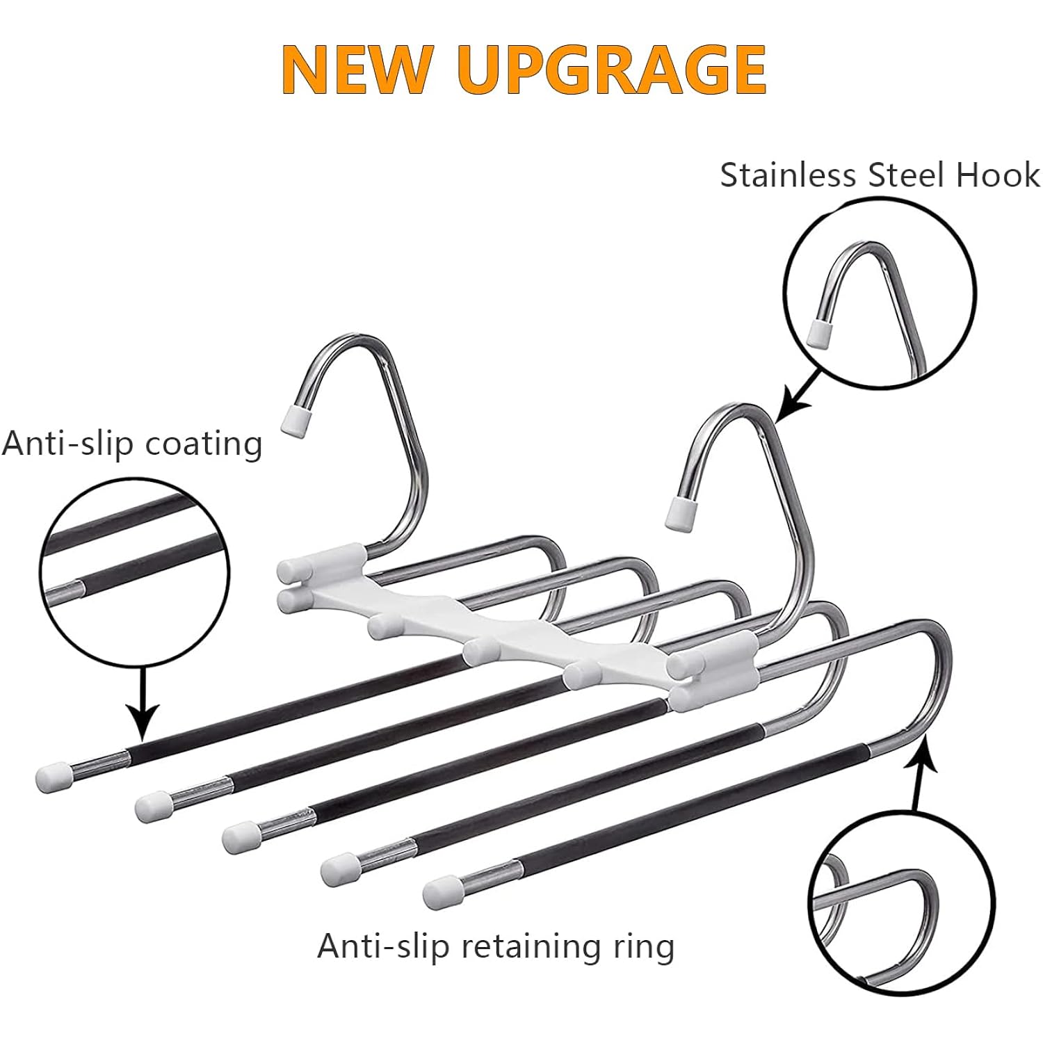 Kalimdor Pants Hangers 2 Pack Space Saving Metal Closet Organizer,Clothes Pants Hangers,Anti-Slip Design,Closet Organizers And Storage For Pants Jeans Skirts Scarf Legging